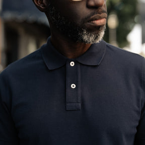 Drake's Dark Navy Piqué Cotton Polo Shirt