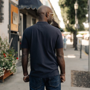 Drake's Dark Navy Piqué Cotton Polo Shirt