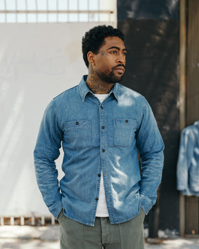 Full Count 4890HW-19 Denim Work Shirt Hand Wash Indigo Blue