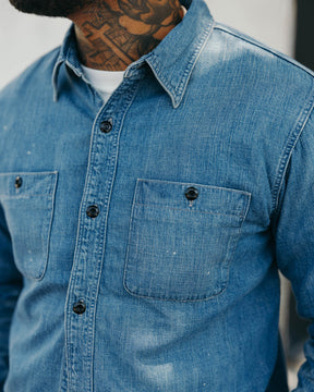 Full Count 4890HW-19 Denim Work Shirt Hand Wash Indigo Blue