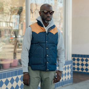 The Flat Head FN-OJ-DPV001 12.5oz Denim Puff Vest FINAL SALE