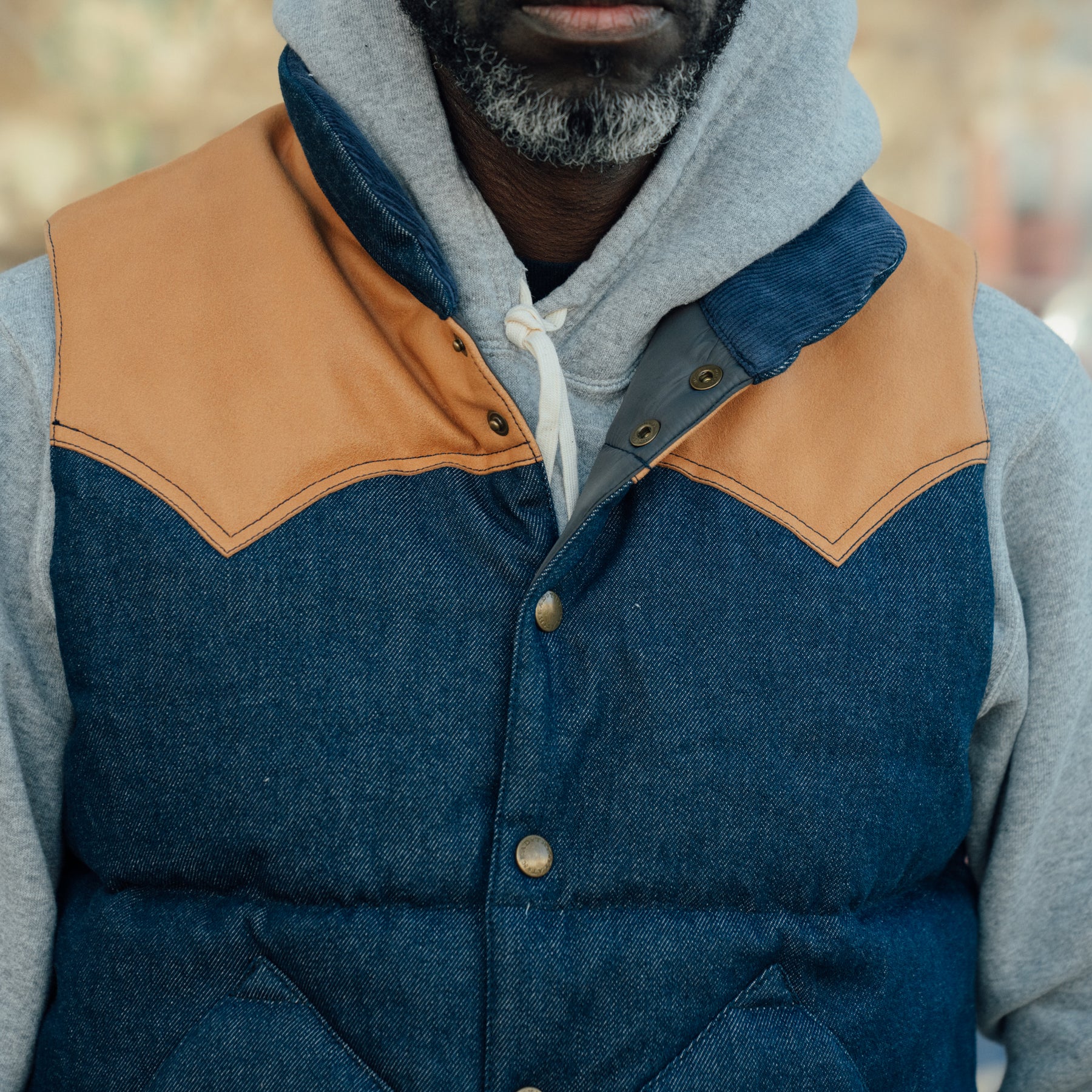 The Flat Head FN-OJ-DPV001 12.5oz Denim Puff Vest FINAL SALE
