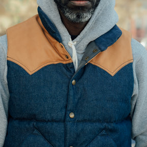 The Flat Head FN-OJ-DPV001 12.5oz Denim Puff Vest FINAL SALE
