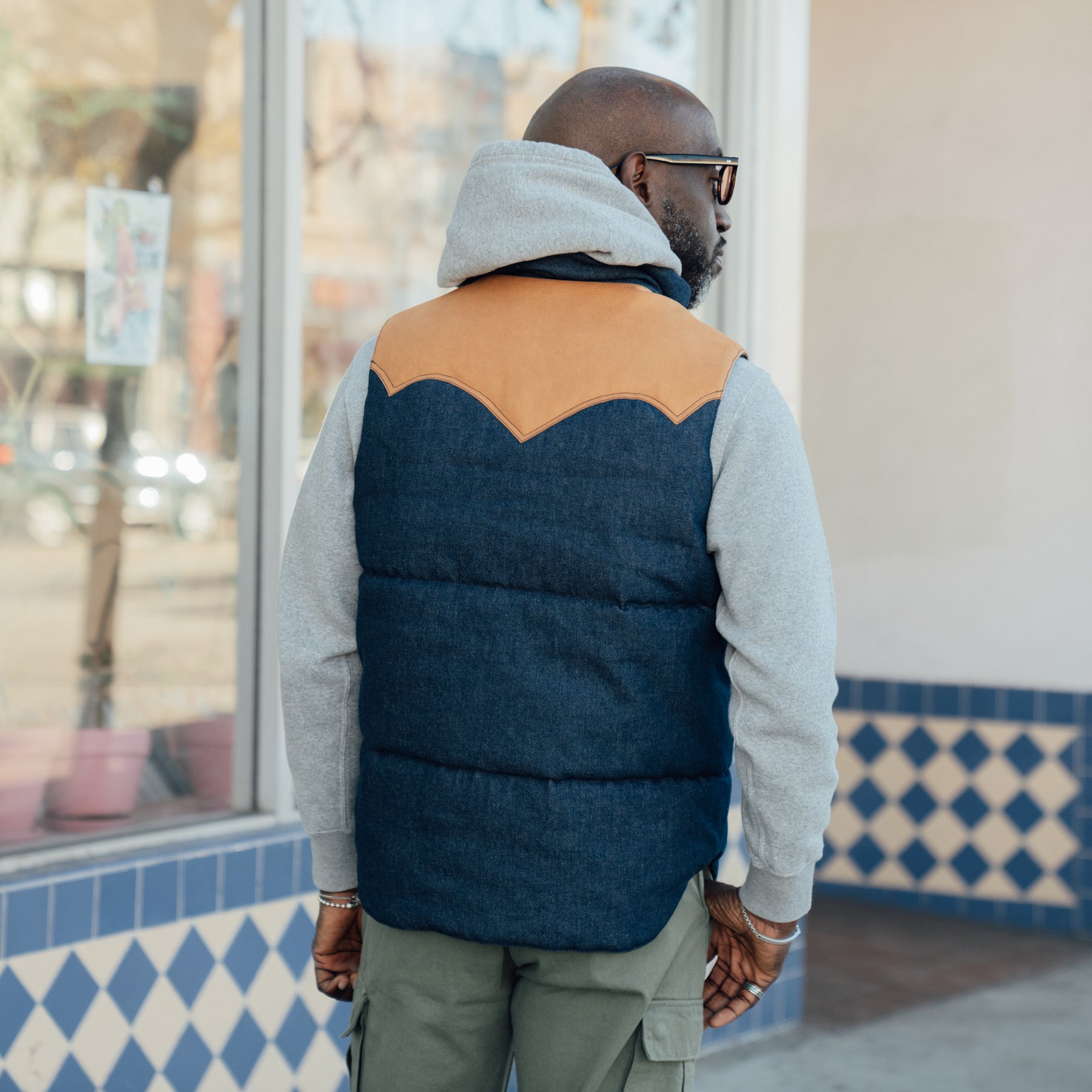 The Flat Head FN-OJ-DPV001 12.5oz Denim Puff Vest FINAL SALE