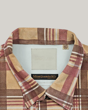 Full Count FL-4000 Suede Leather Check Work Shirt Beige FINAL SALE
