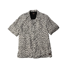 The Flat Head FN-SRO-009S Short Sleeve Leopard Shirt Off White