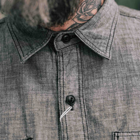 The Flat Head FN-SCK-010L Long Sleeve Chambray Work Shirt Black