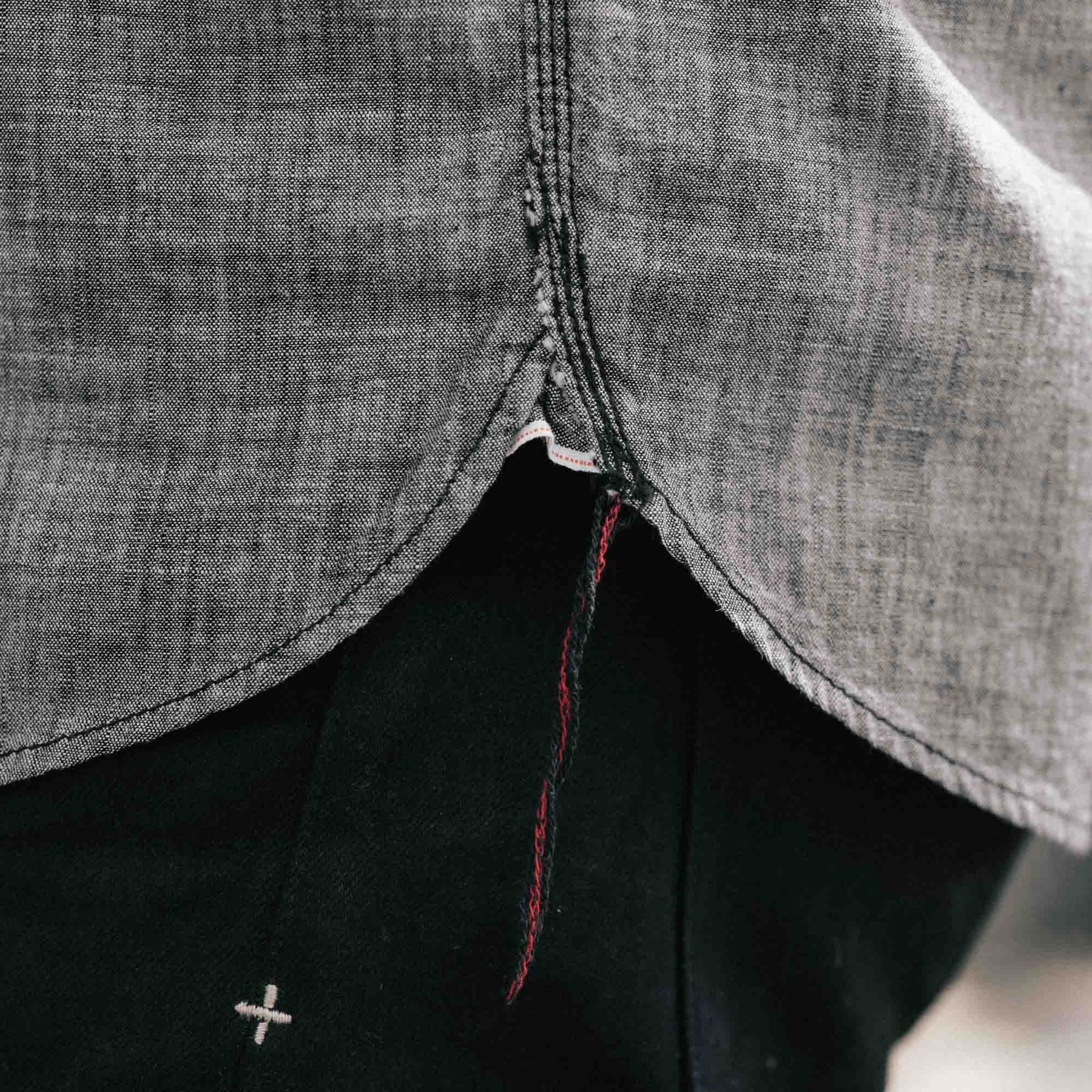 The Flat Head FN-SCK-010L Long Sleeve Chambray Work Shirt Black