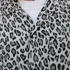 The Flat Head FN-SRO-009S Short Sleeve Leopard Shirt Off White