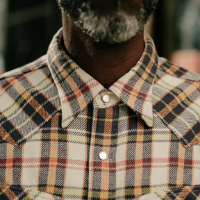 The Flat Head FN-SNW-014L Flannel Check Western Shirt Ivory x Black