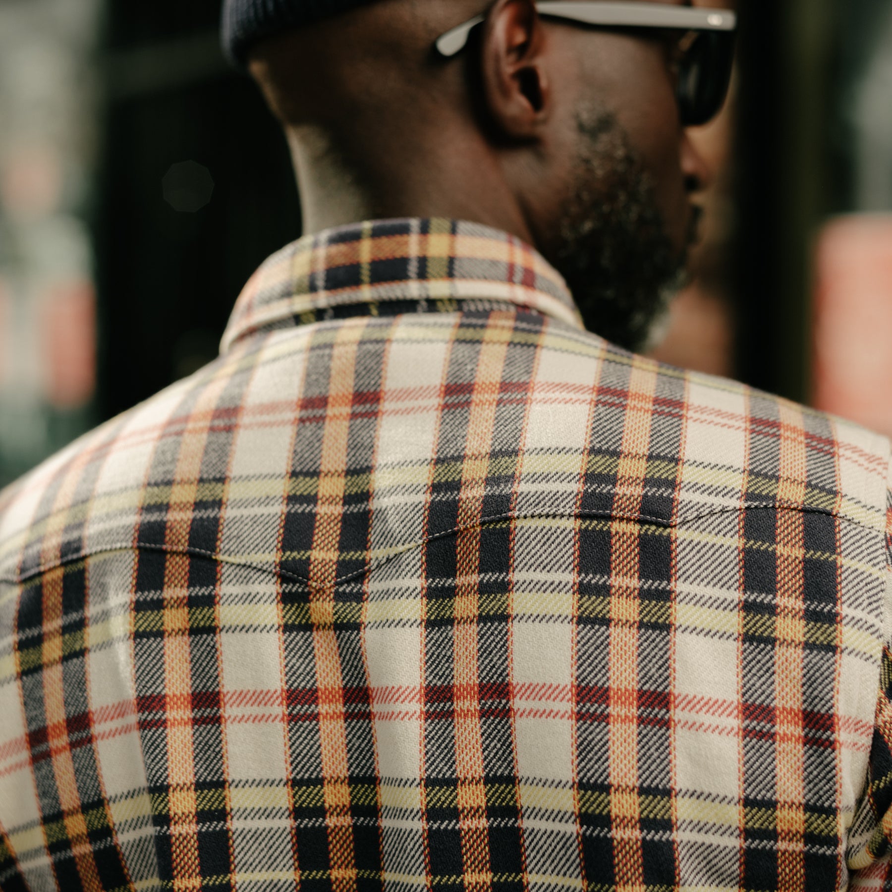 The Flat Head FN-SNW-014L Flannel Check Western Shirt Ivory x Black