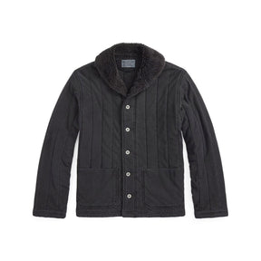 RRL Fleece-Collar Quilted Jersey Jacket Faded Black FINAL SALE
