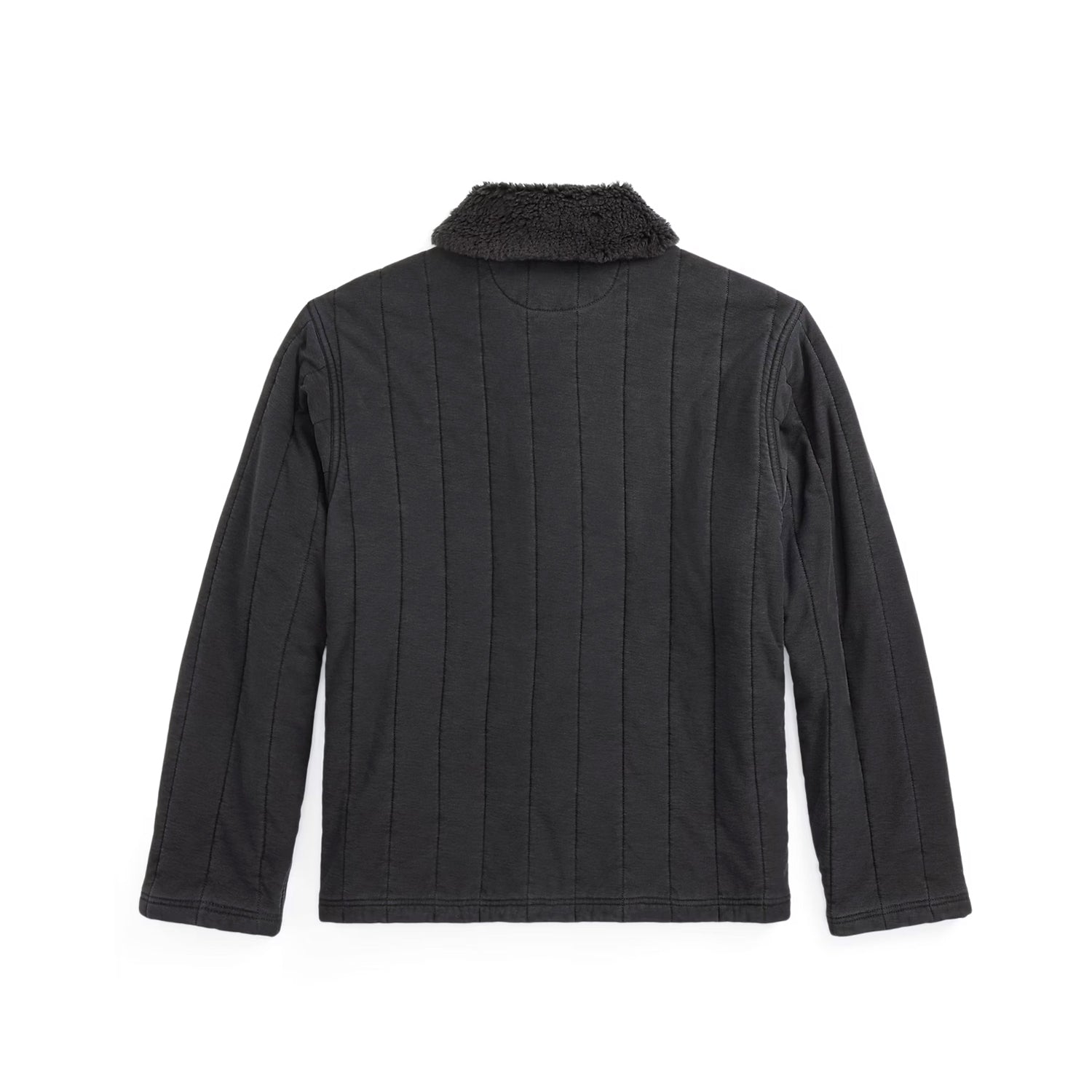 RRL Fleece-Collar Quilted Jersey Jacket Faded Black FINAL SALE