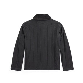 RRL Fleece-Collar Quilted Jersey Jacket Faded Black FINAL SALE