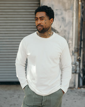 Full Count Flat Seam Heavyweight Long Sleeve T-Shirt White