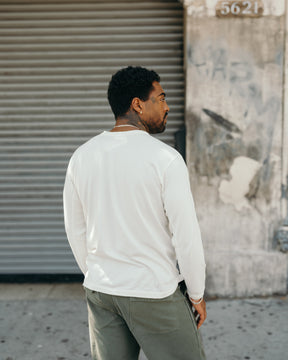 Full Count Flat Seam Heavyweight Long Sleeve T-Shirt White