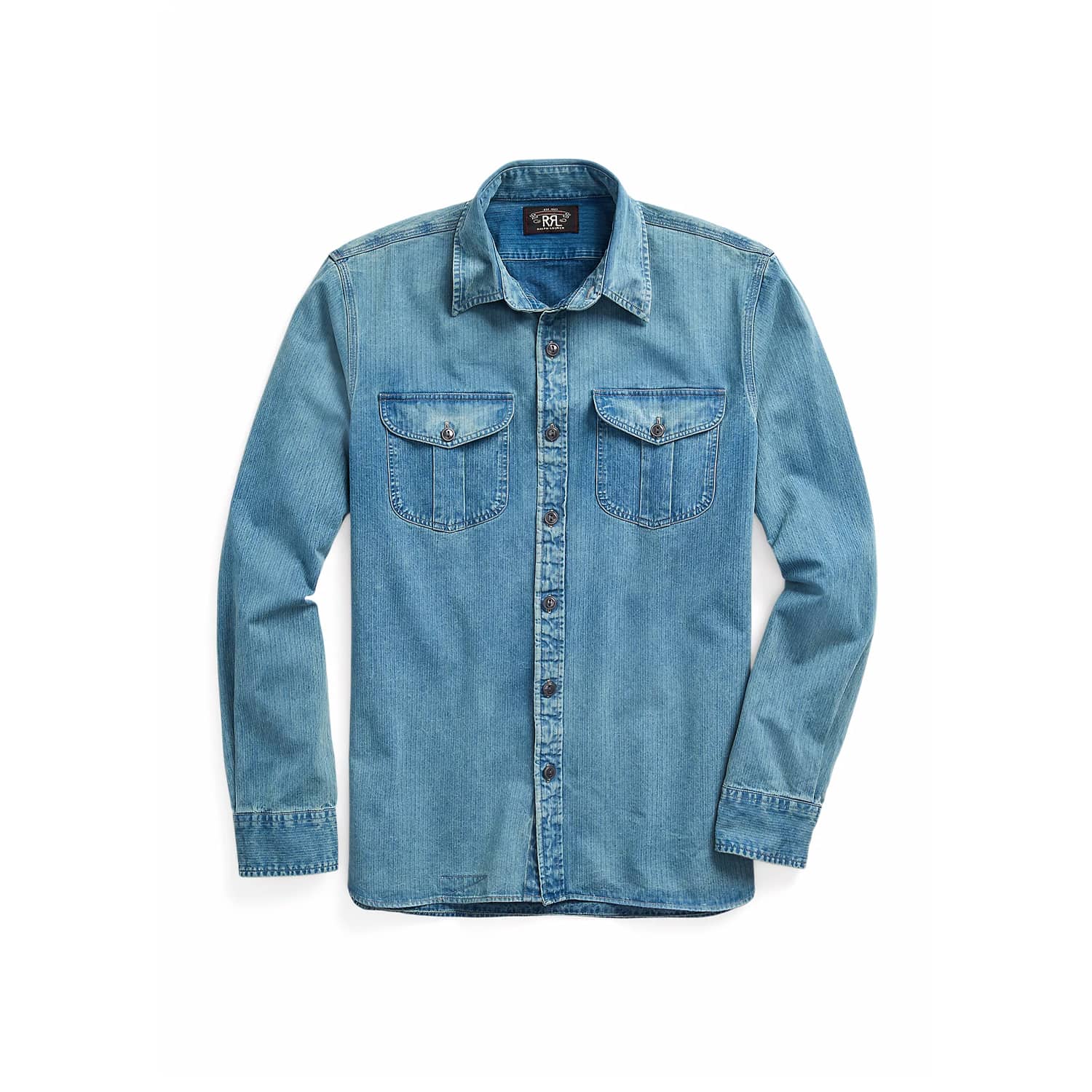 RRL Herringbone Twill Work Shirt Faded Indigo