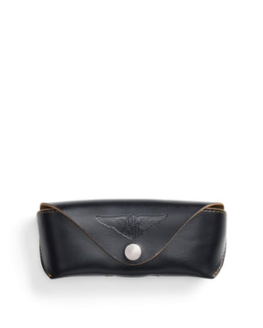 RRL Leather Eyeglass Case Black Over Brown