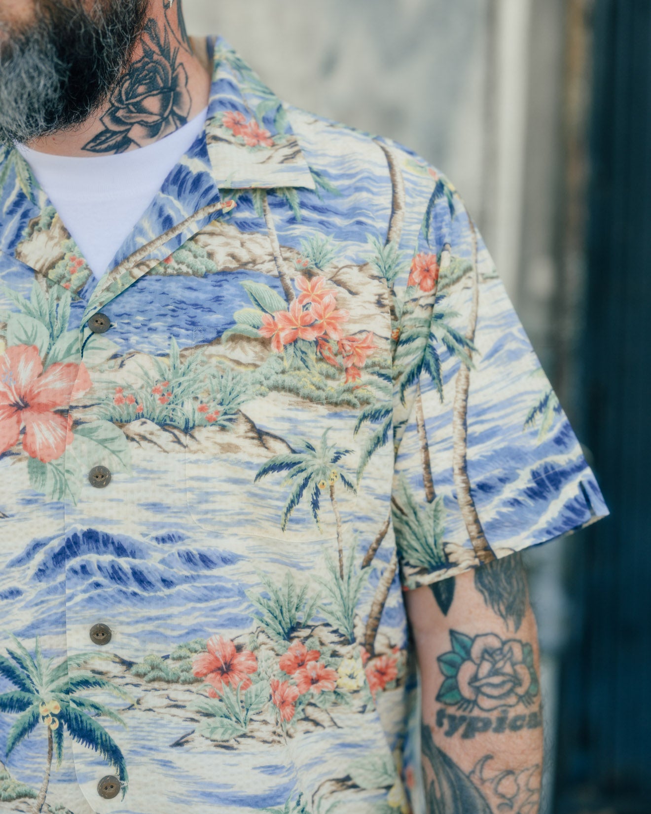Polo Ralph Lauren Classic Fit Seersucker Camp Shirt Harbor Cove Palms FINAL SALE