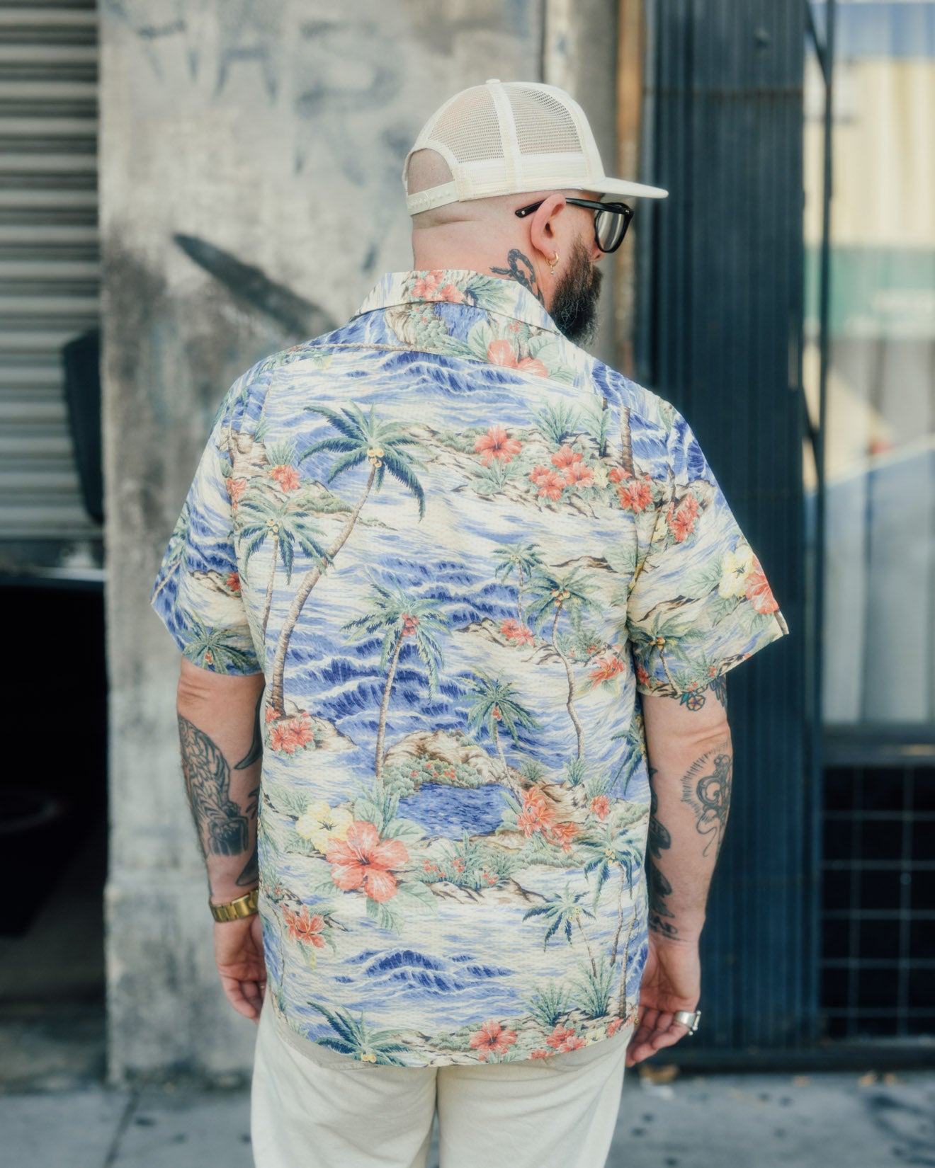 Polo Ralph Lauren Classic Fit Seersucker Camp Shirt Harbor Cove Palms FINAL SALE