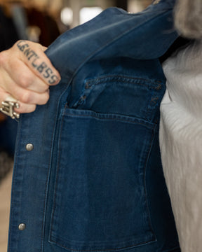 RRL Canvas Corduroy-Collar Engineer Jacket Faded Navy