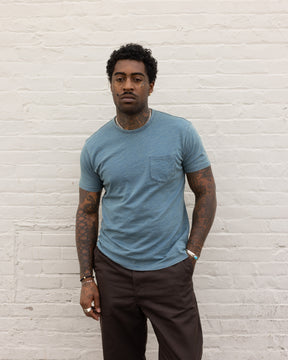 RRL Indigo Jersey Pocket Tee Rinsed Indigo