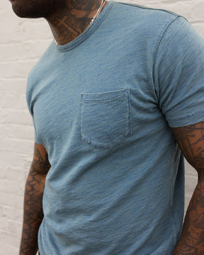 RRL Indigo Jersey Pocket Tee Rinsed Indigo