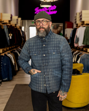 RRL Indigo Plaid Jacquard Denim Jacket Holland Wash