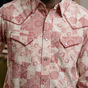 RRL Slim Fit Jersey Western Shirt Red/ Multi