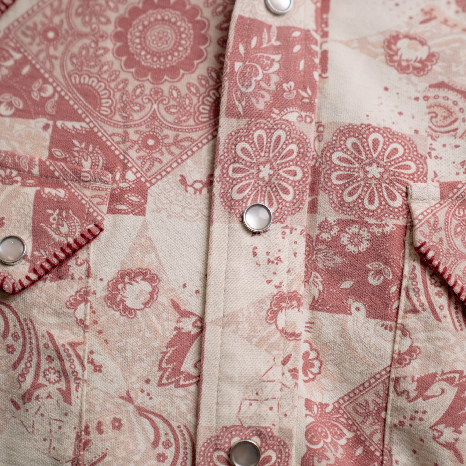 RRL Slim Fit Jersey Western Shirt Red/ Multi
