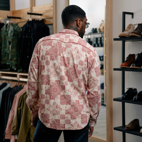 RRL Slim Fit Jersey Western Shirt Red/ Multi