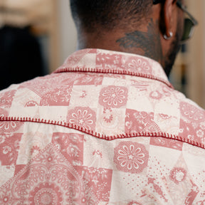 RRL Slim Fit Jersey Western Shirt Red/ Multi