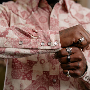 RRL Slim Fit Jersey Western Shirt Red/ Multi
