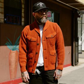 RRL Wool-Cotton Shawl-Collar Cardigan Orange Heather