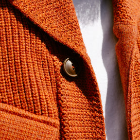 RRL Wool-Cotton Shawl-Collar Cardigan Orange Heather