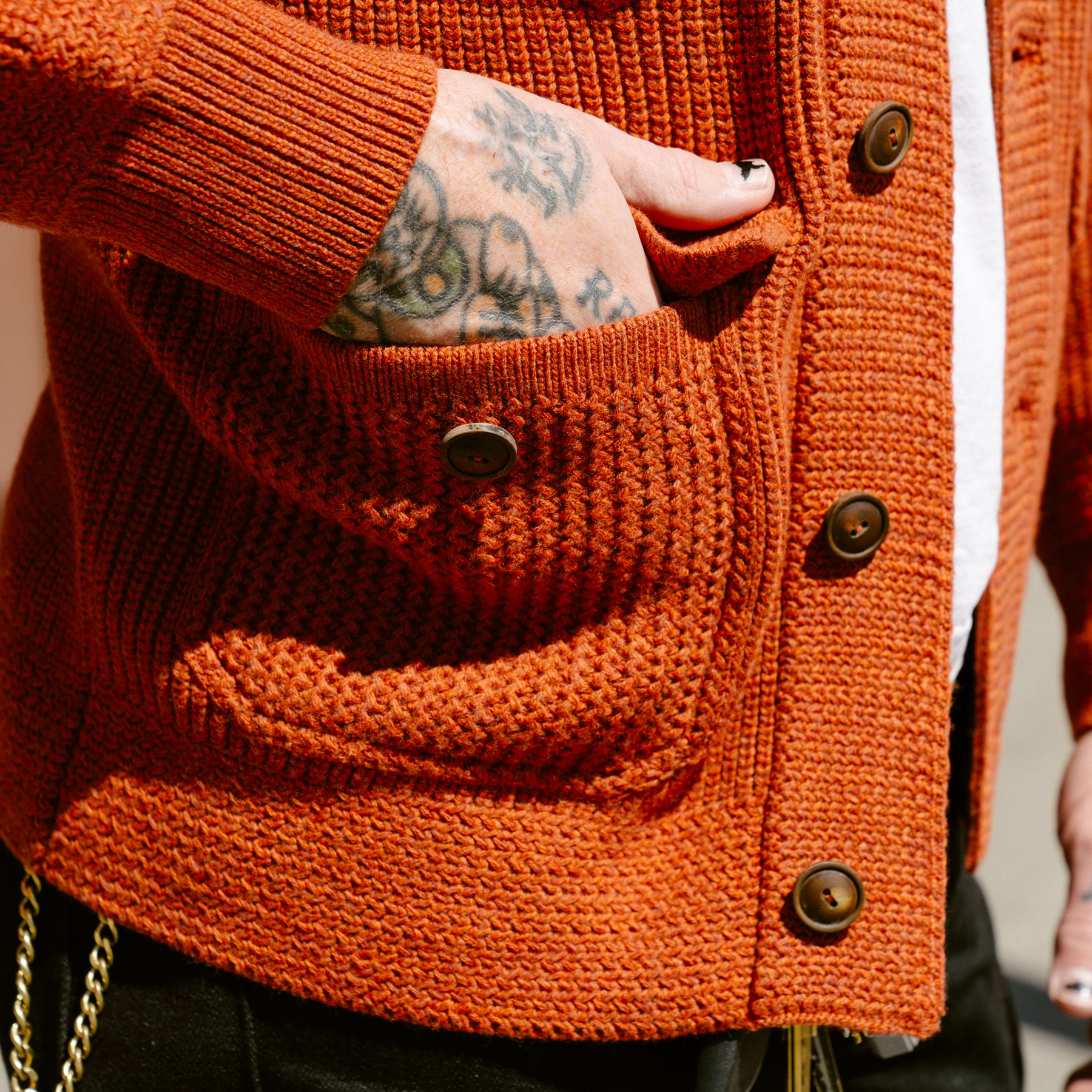 RRL Wool-Cotton Shawl-Collar Cardigan Orange Heather