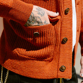 RRL Wool-Cotton Shawl-Collar Cardigan Orange Heather