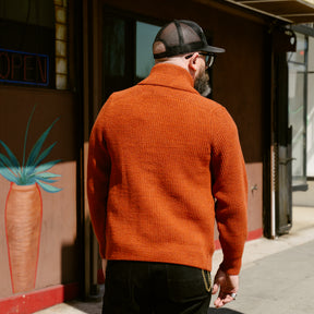 RRL Wool-Cotton Shawl-Collar Cardigan Orange Heather