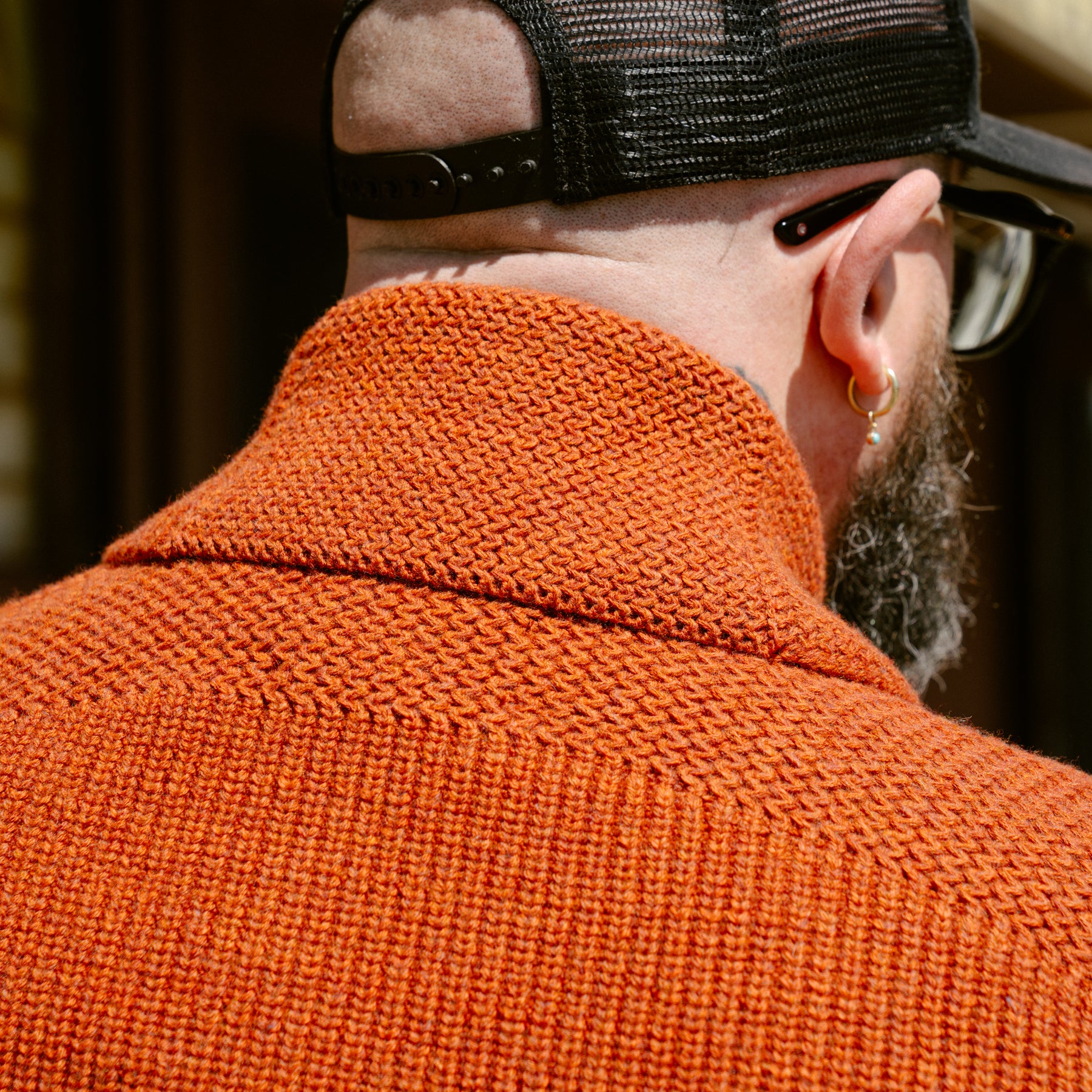 RRL Wool-Cotton Shawl-Collar Cardigan Orange Heather