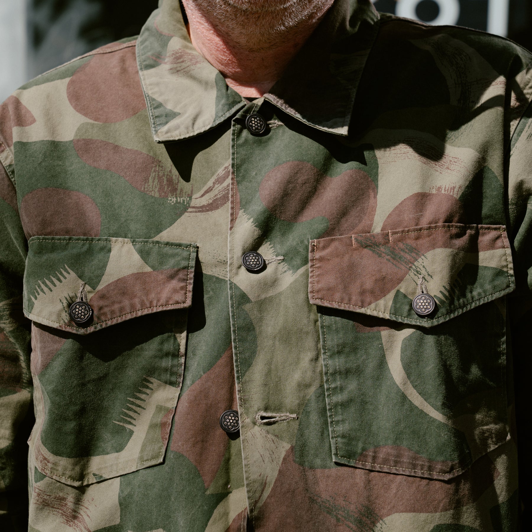 RRL Camo Poplin Overshirt Brush Stroke Camo