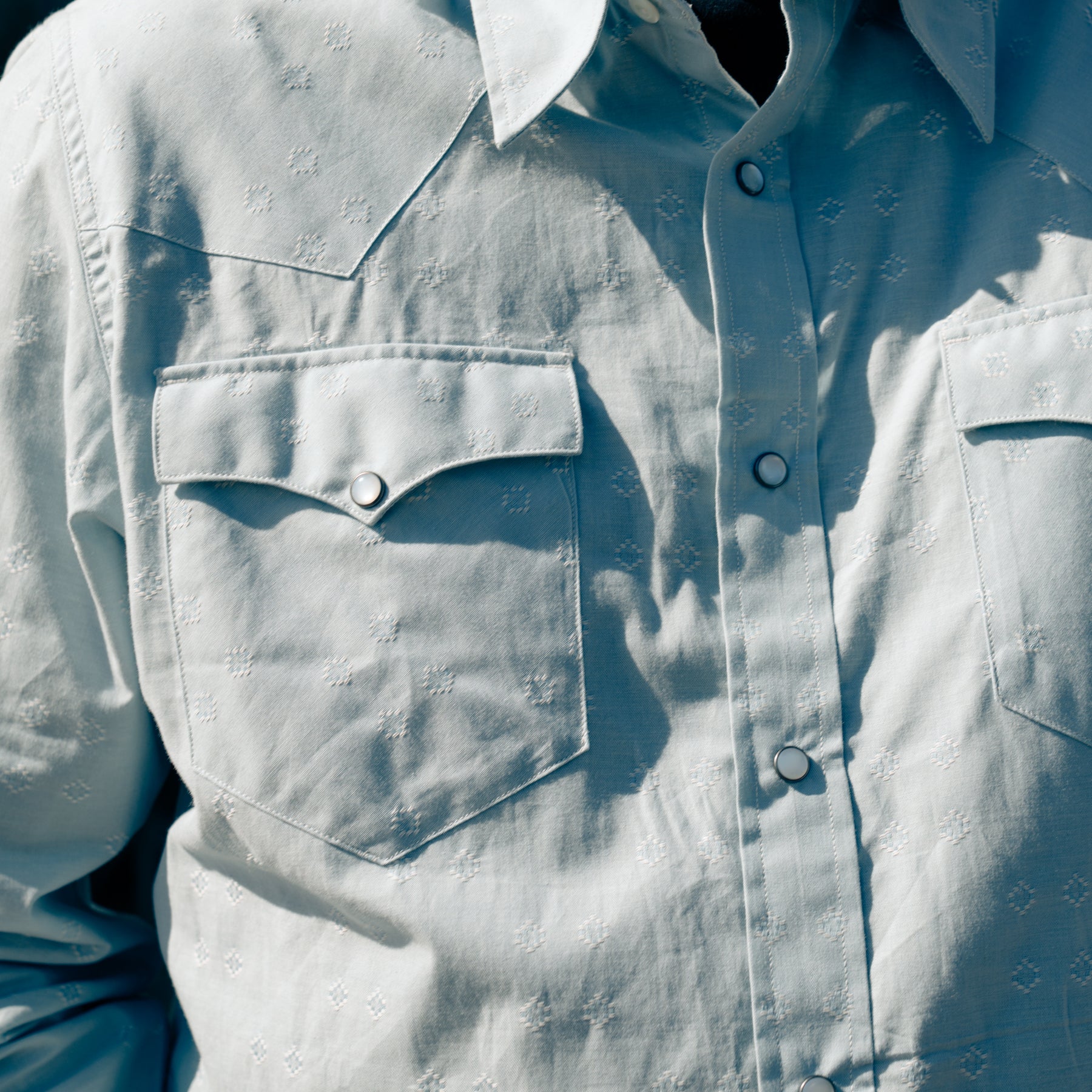 RRL Slim Fit Dobby Western Shirt Blue Multi