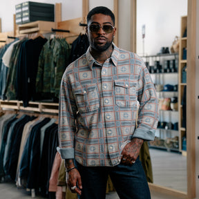 RRL Print Reverse-Terry Workshirt White/ Multi