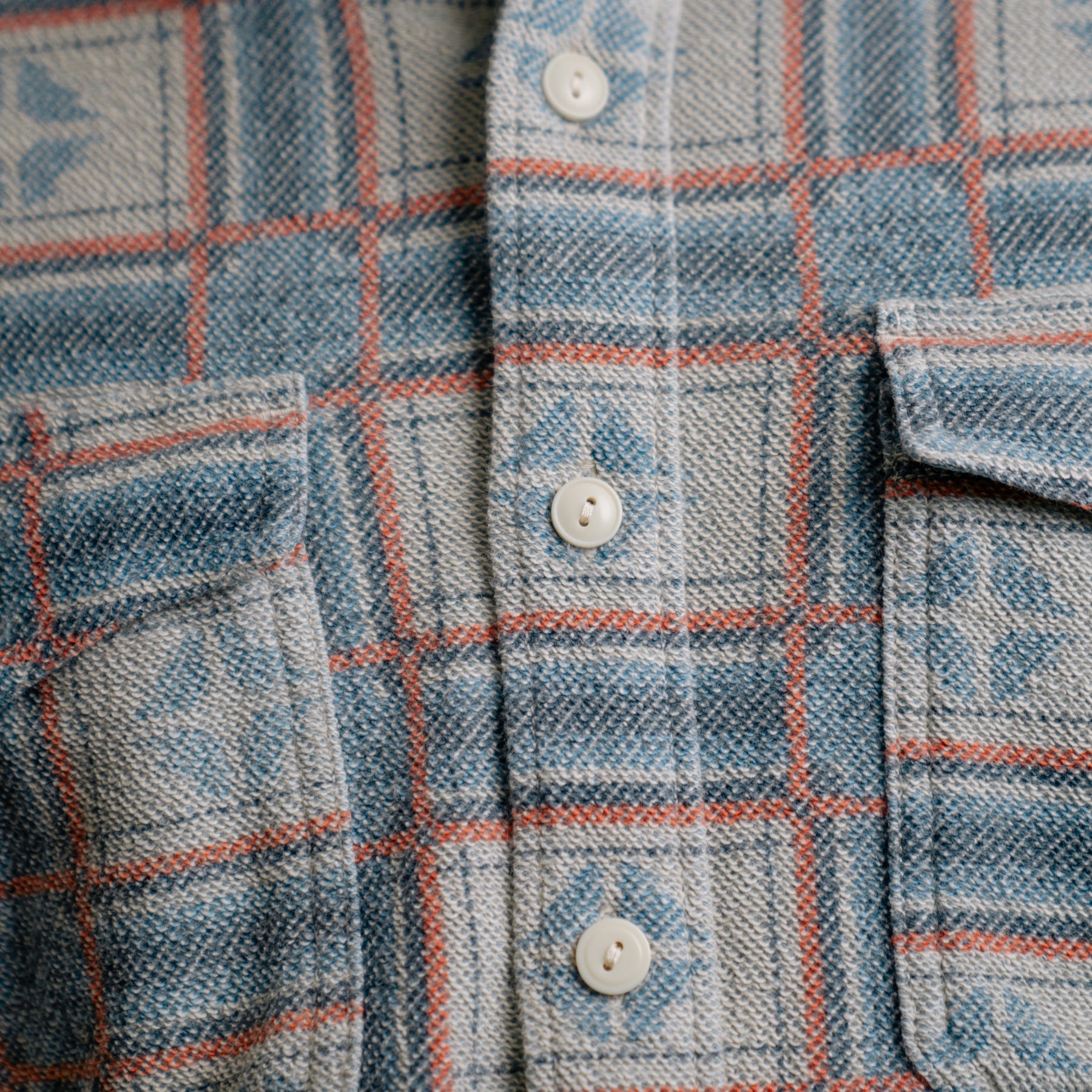 RRL Print Reverse-Terry Workshirt White/ Multi