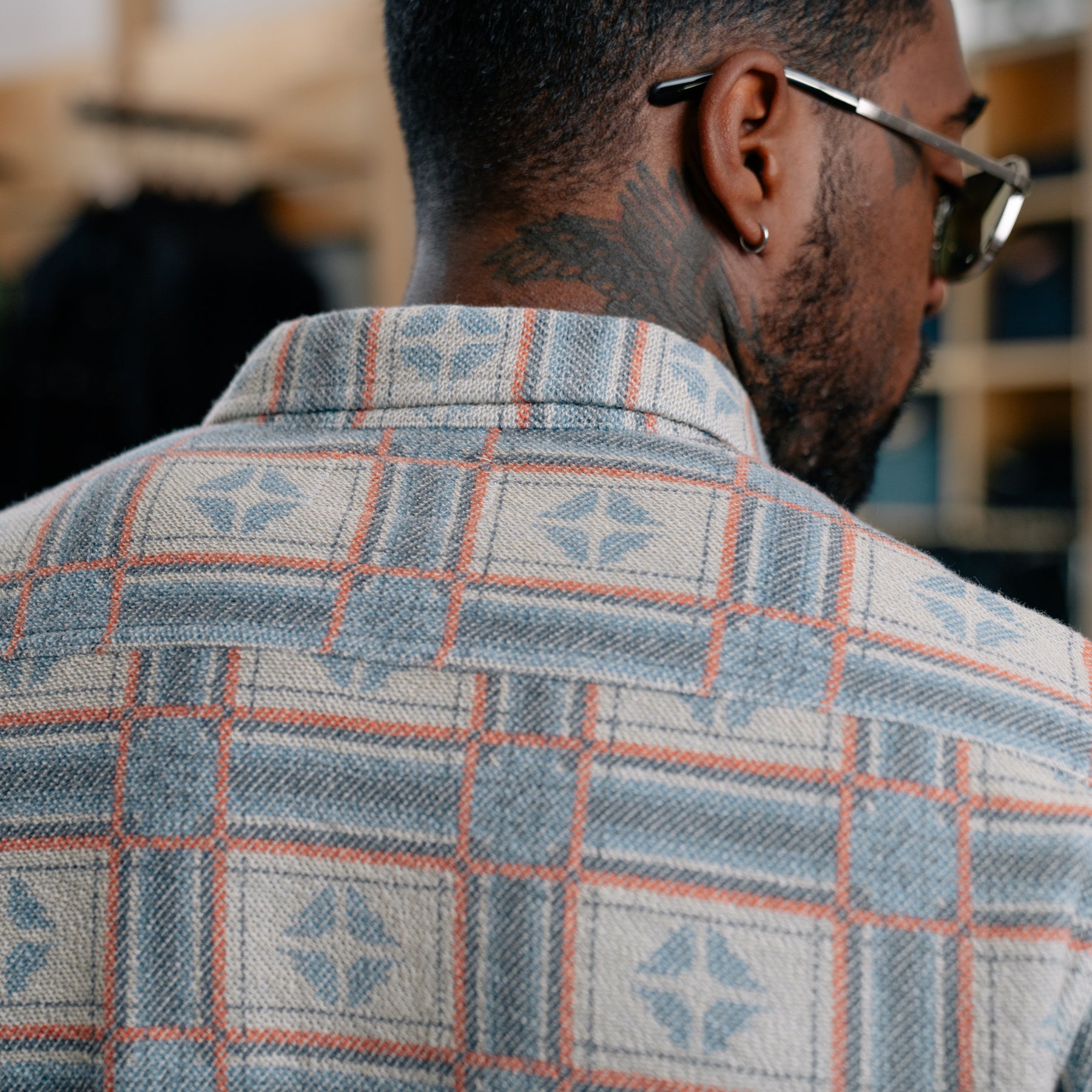 RRL Print Reverse-Terry Workshirt White/ Multi