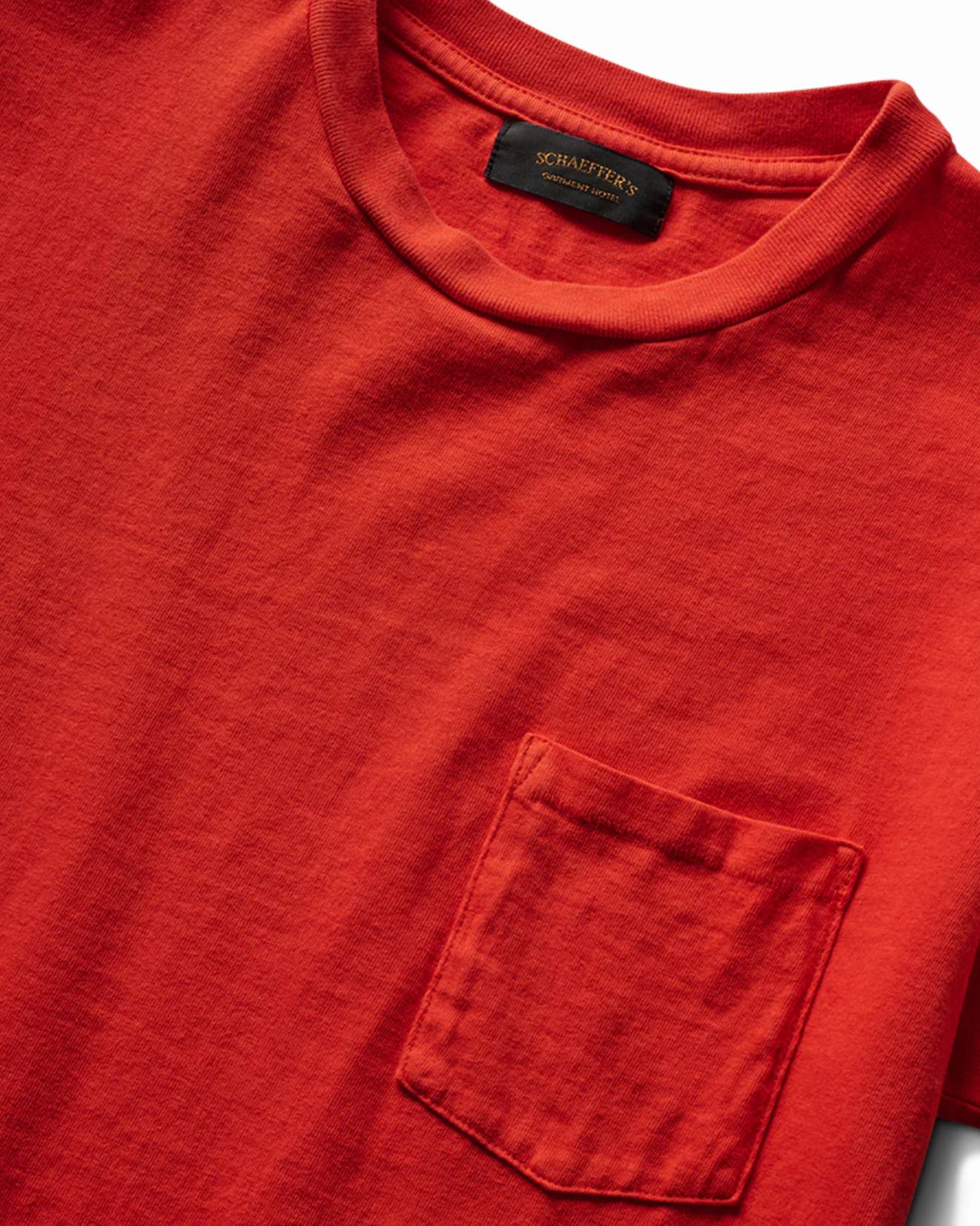 Schaeffer's Garment Hotel Ringspun 40s Pocket Tee Sunburst Red