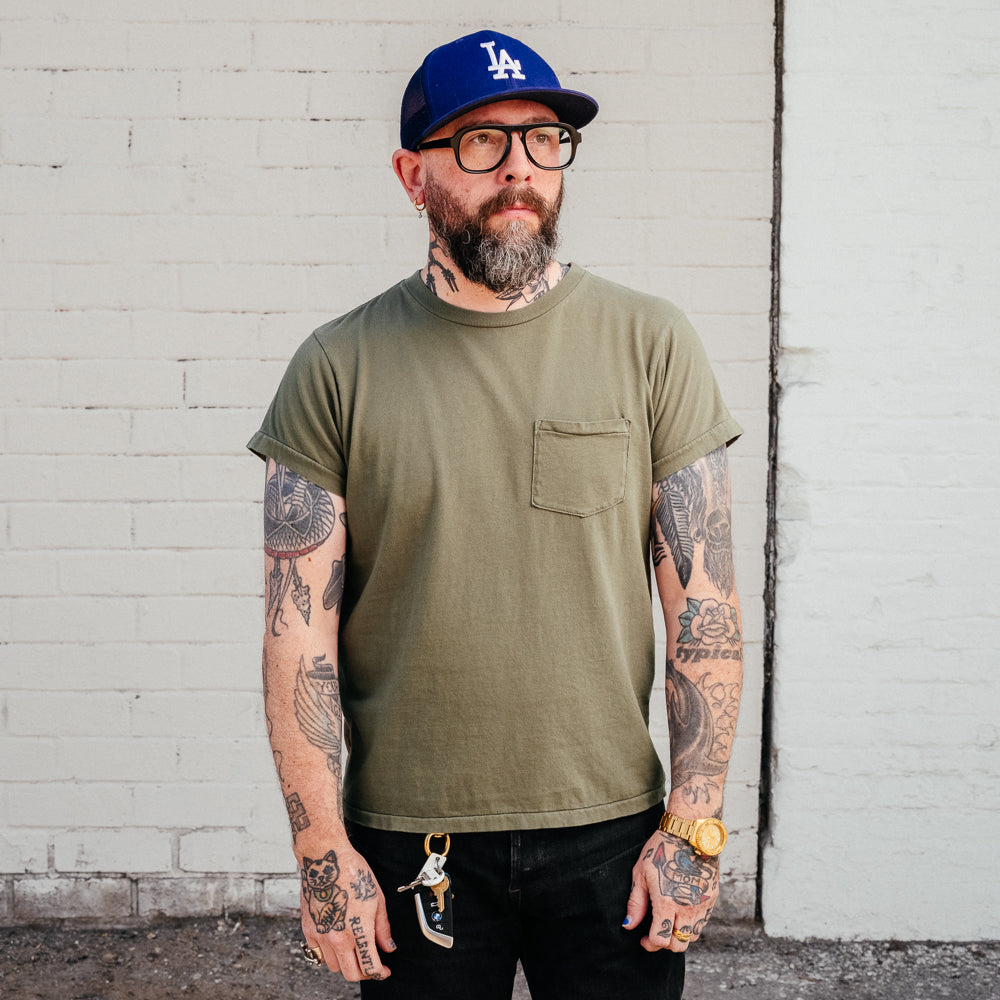 Schaeffer's Garment Hotel Ringspun 40s Pocket Tee Moss Green