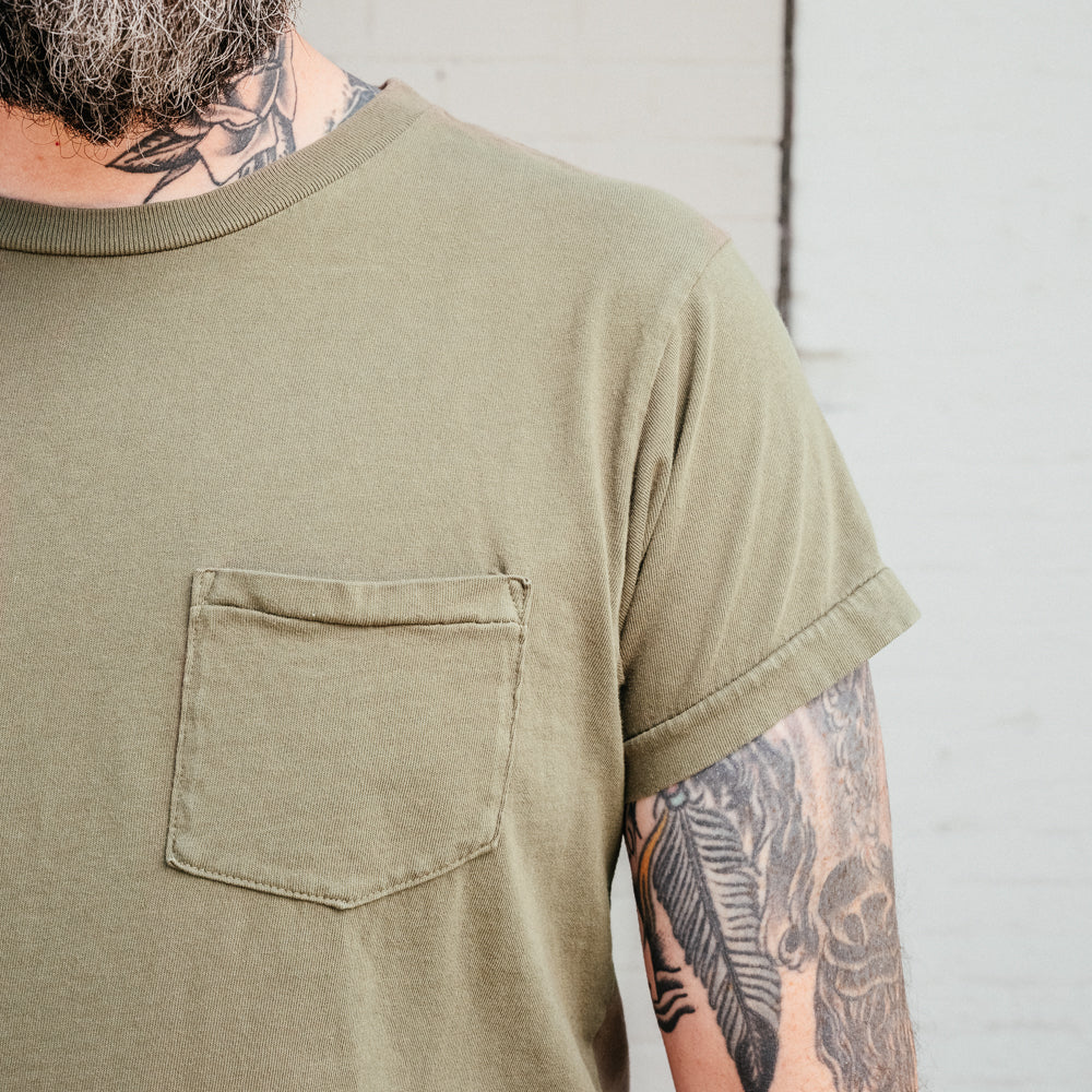 Schaeffer's Garment Hotel Ringspun 40s Pocket Tee Moss Green