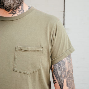 Schaeffer's Garment Hotel Ringspun 40s Pocket Tee Moss Green