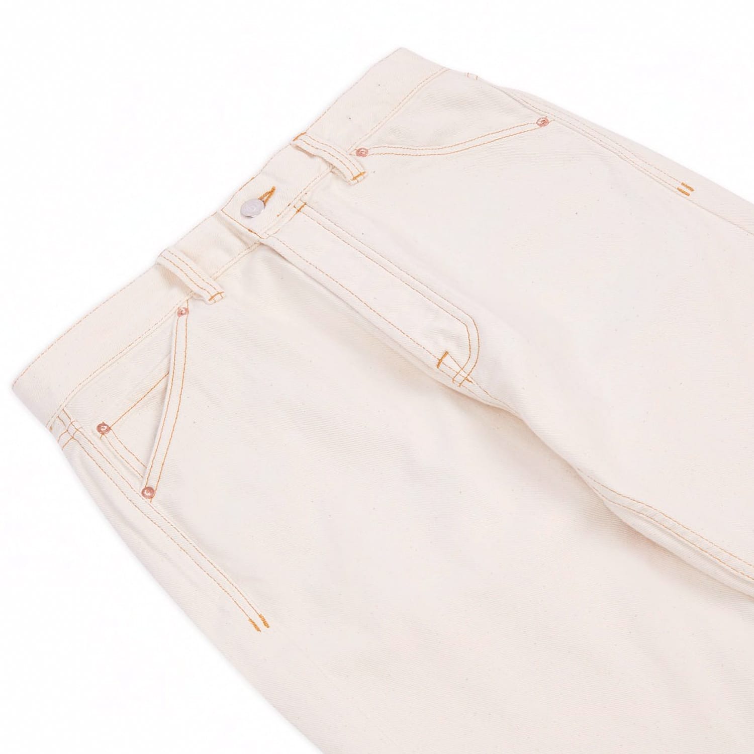 Drake's Ecru 12.7oz Selvedge Denim Contrast Stitch Five-Pocket Jeans