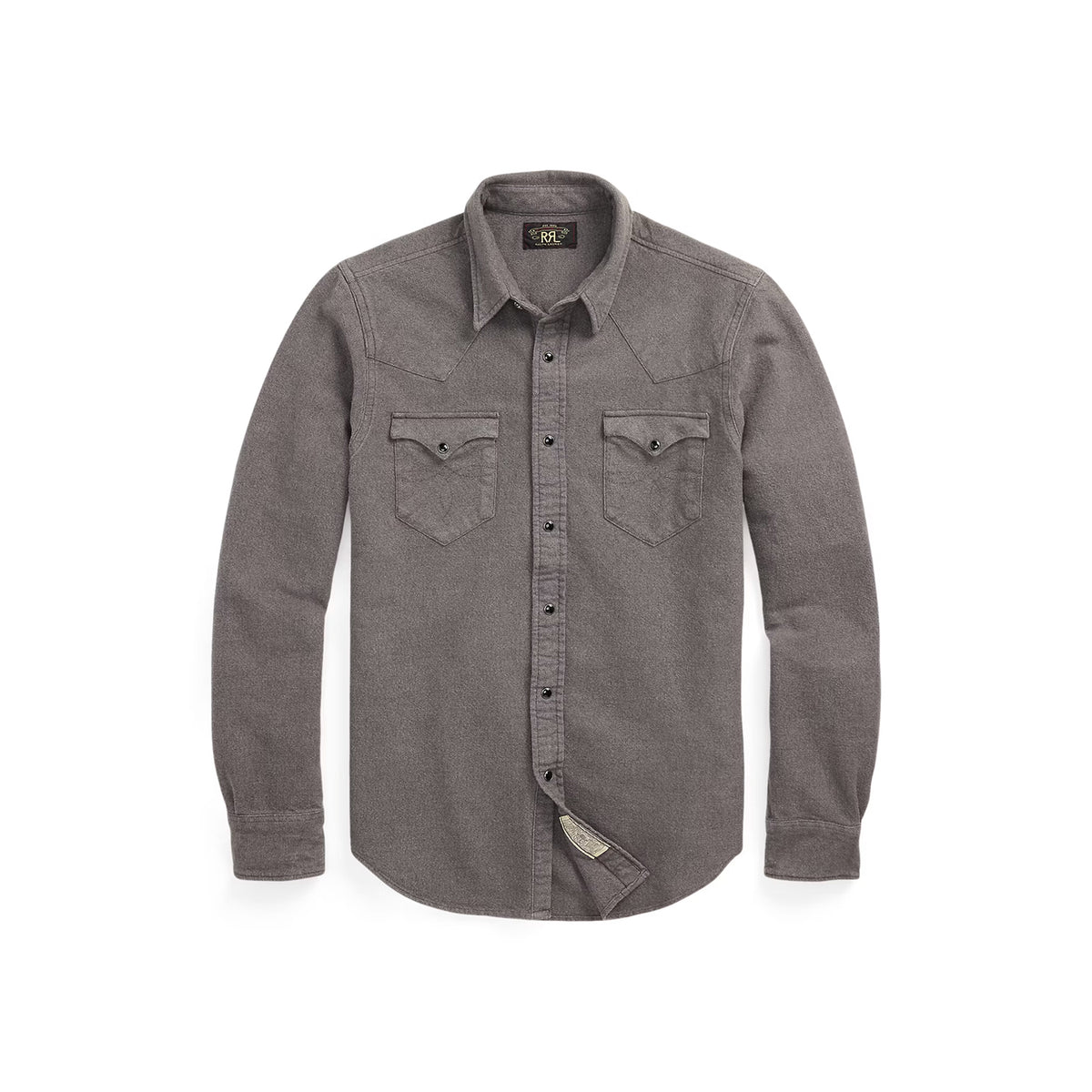 RRL Long-Sleeve Chamois Cloth Western Shirt Heather Gray FINAL SALE